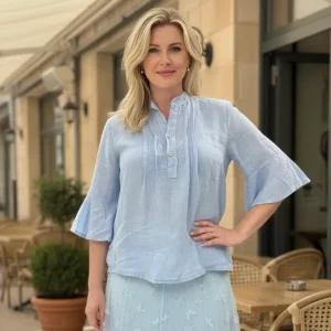 Wilda linneblus 100% linne sky blue