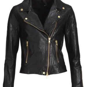 BIKERY JACKET LAMB WASH LOOK BLACK S GOLD