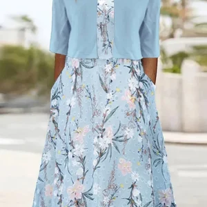 Gunilla | Tvådelat Set Blommigt Midi