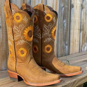 Solveig | Westernboots Dam Med Solrosbroderi